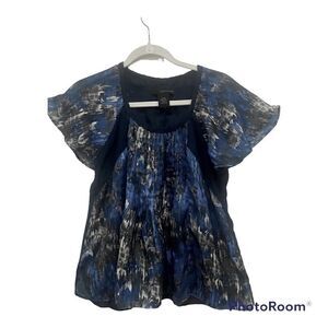 Calvin Klein women’s short bell sleeve pleaded A-line blouse size small